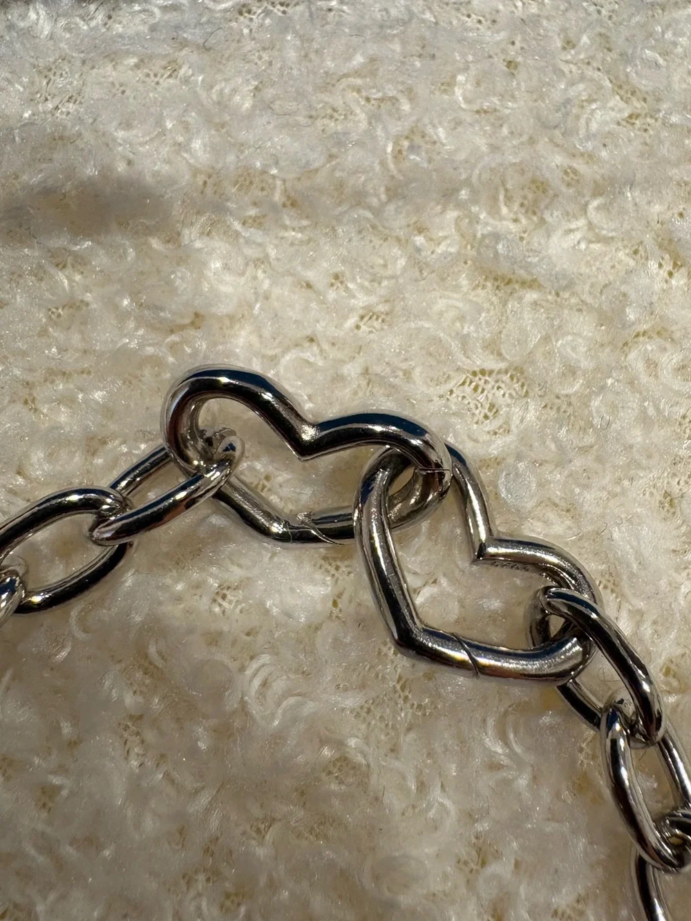 Women’s Double Heart Link Chain Sterling Silver Bracelet Durable Sweatproof